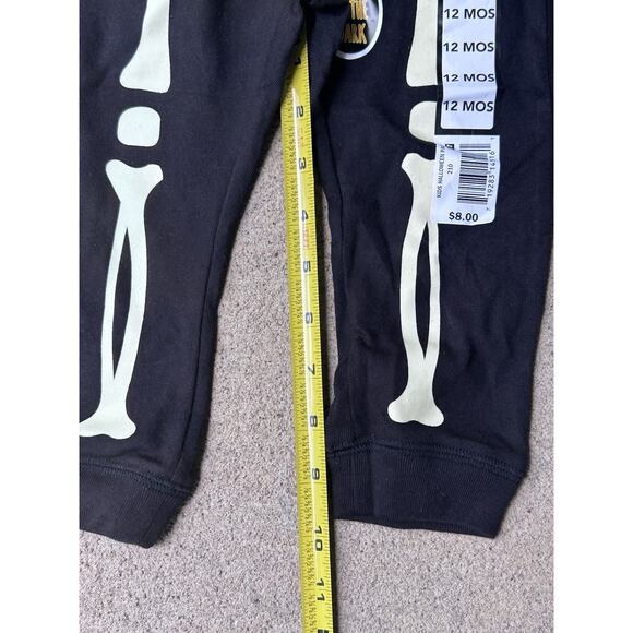 Infant Toddler 12m Halloween Outfit Skeleton Shirt Pants Bib Hat Glow New - Picture 5 of 7